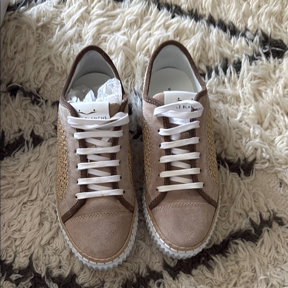 Voile Blanche Cream and Brown Sneakers Suede Low-Top - Picture 3 of 7